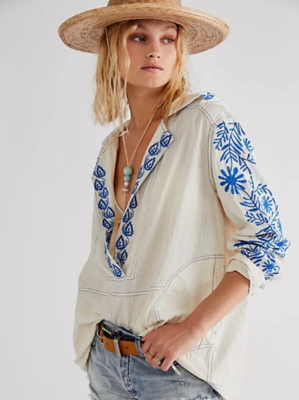 Free People We The Free Lagos Embroidered Hoodie Size XS